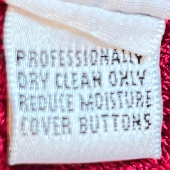 Vintage St. John Women's Red Wool Blend Jacket Blazer Sweater Cream Trim Size L - Picture 6 of 6